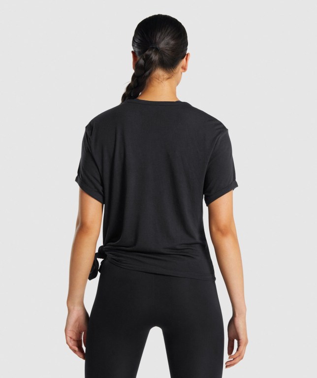 Gymshark Essential Women's T Shirts Black | UAE-79SGUJ