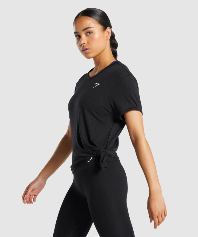 Gymshark Essential Women's T Shirts Black | UAE-79SGUJ