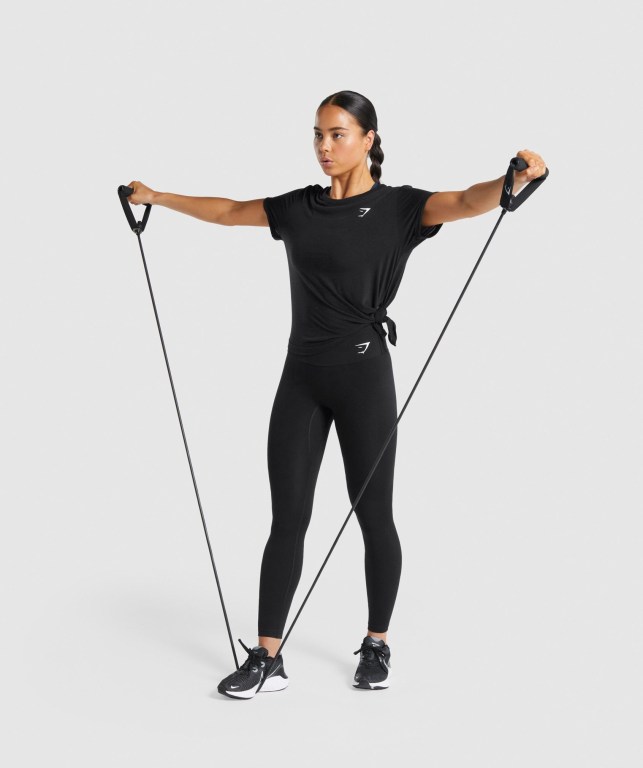 Gymshark Essential Women's T Shirts Black | UAE-79SGUJ