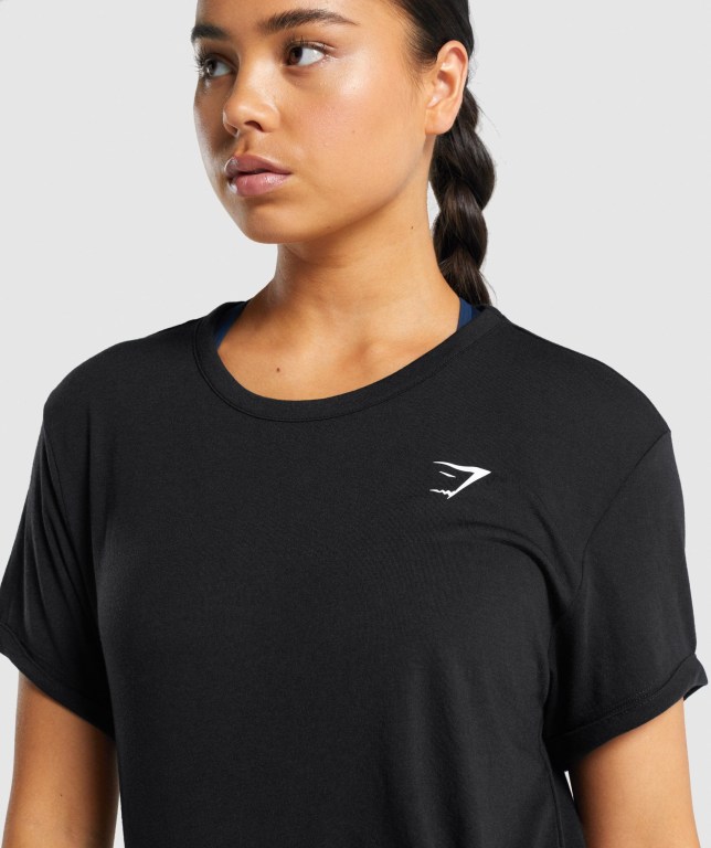 Gymshark Essential Women's T Shirts Black | UAE-79SGUJ