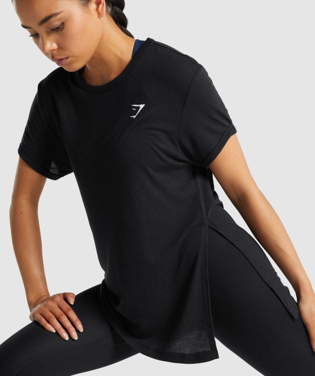 Gymshark Essential Women's T Shirts Black | UAE-79SGUJ