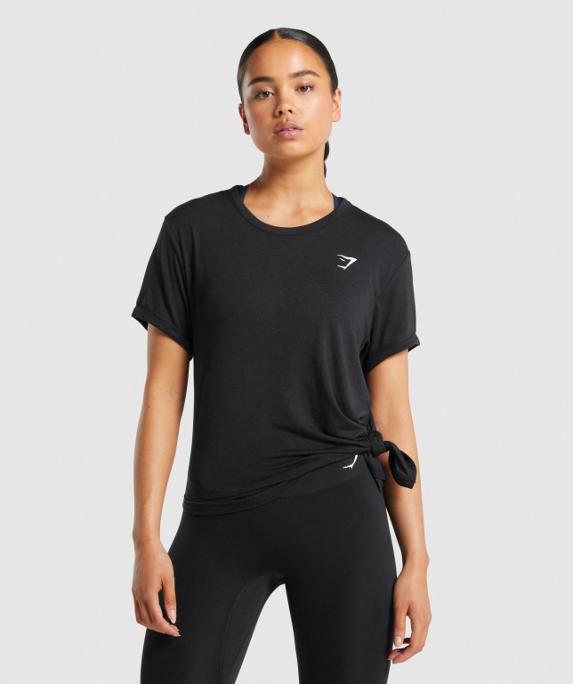 Gymshark Essential Women\'s T Shirts Black | UAE-79SGUJ