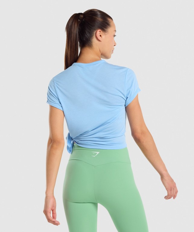 Gymshark Essential Women's T Shirts Light Blue | UAE-74GUQI