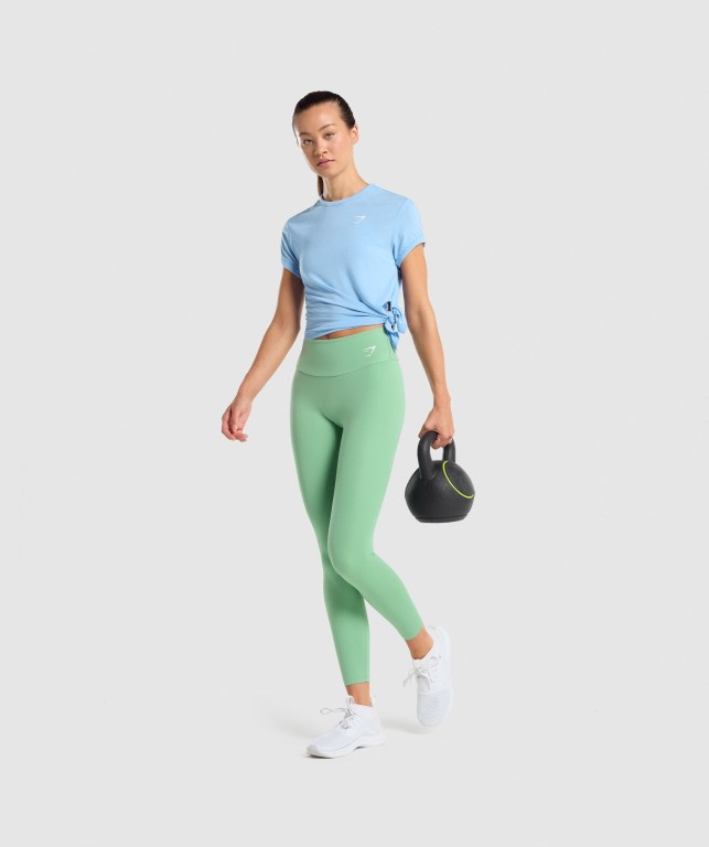 Gymshark Essential Women's T Shirts Light Blue | UAE-74GUQI