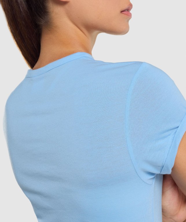 Gymshark Essential Women's T Shirts Light Blue | UAE-74GUQI