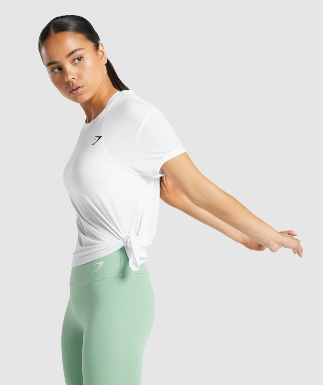 Gymshark Essential Women's T Shirts White | UAE-93LROP