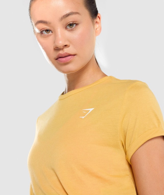 Gymshark Essential Women's T Shirts Yellow | UAE-17FDGW