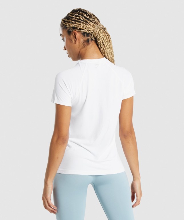 Gymshark Fit Seamless Loose Women's T Shirts White | UAE-24AJHY