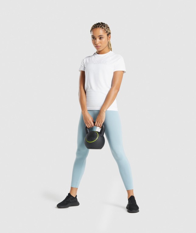 Gymshark Fit Seamless Loose Women's T Shirts White | UAE-24AJHY