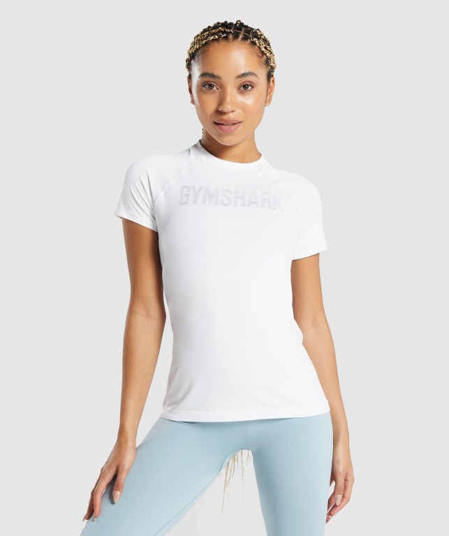 Gymshark Fit Seamless Loose Women\'s T Shirts White | UAE-24AJHY