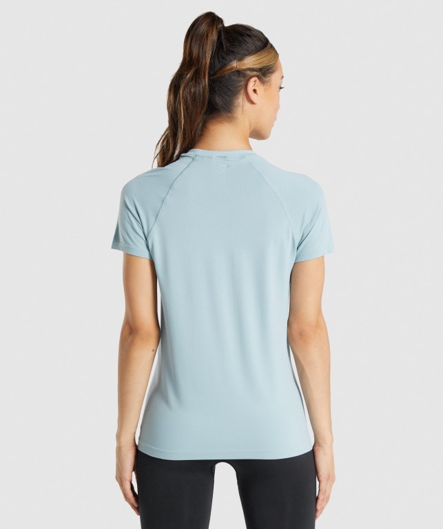 Gymshark Fit Seamless Loose Women's T Shirts Blue | UAE-34LAWF