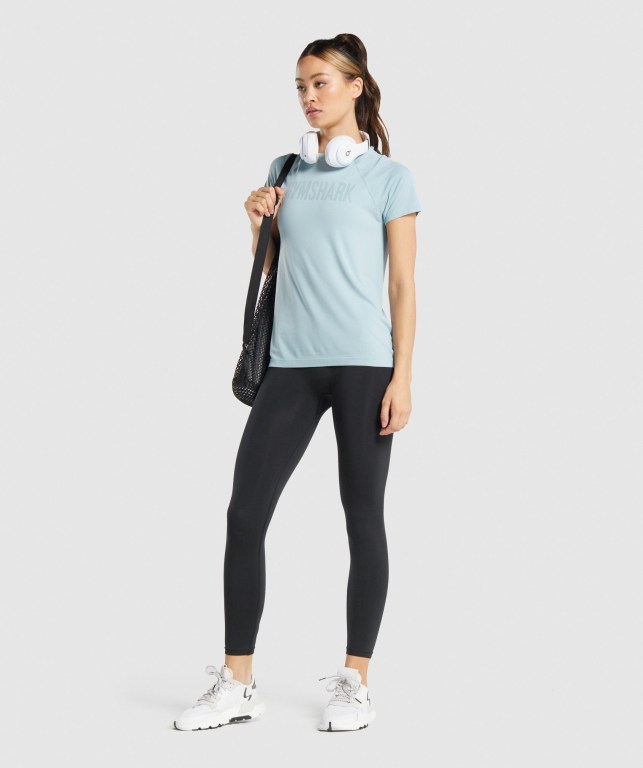 Gymshark Fit Seamless Loose Women's T Shirts Blue | UAE-34LAWF