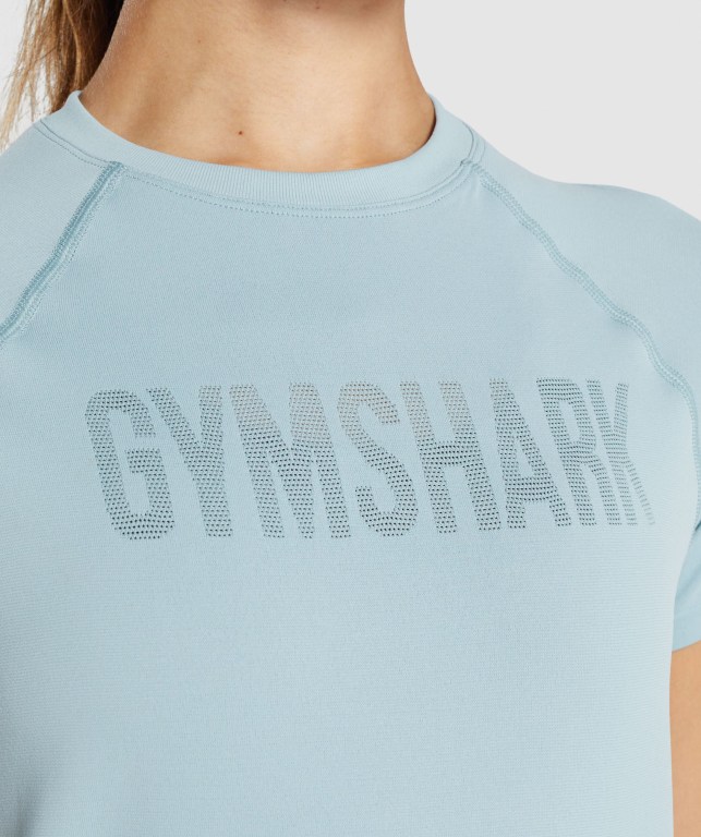 Gymshark Fit Seamless Loose Women's T Shirts Blue | UAE-34LAWF