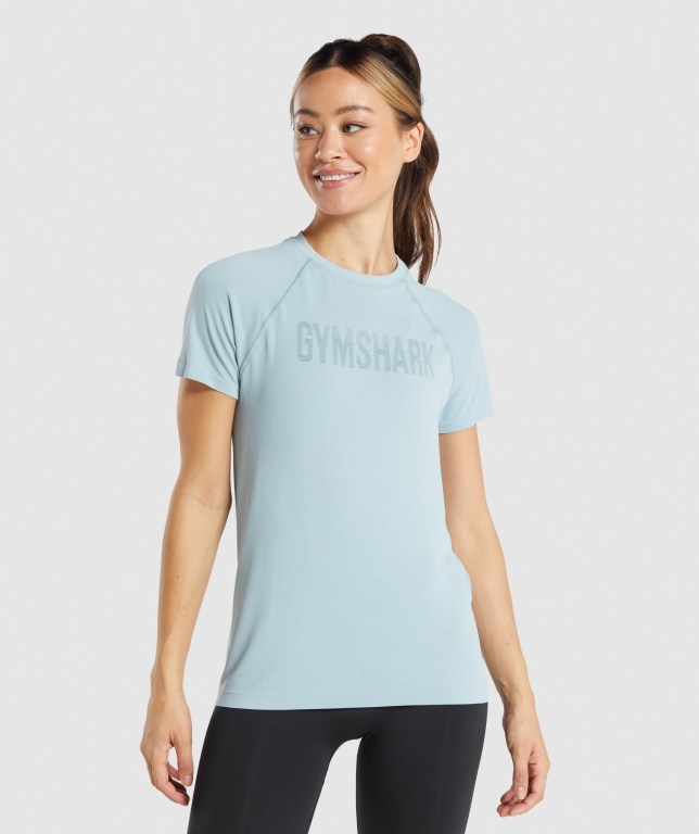 Gymshark Fit Seamless Loose Women\'s T Shirts Blue | UAE-34LAWF