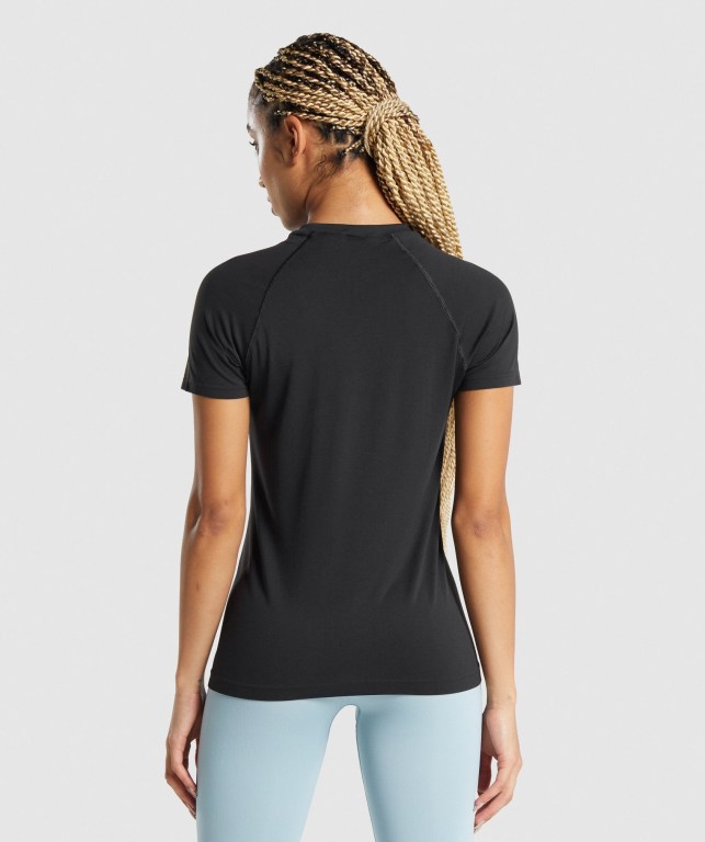 Gymshark Fit Seamless Loose Women's T Shirts Black | UAE-38CDZL