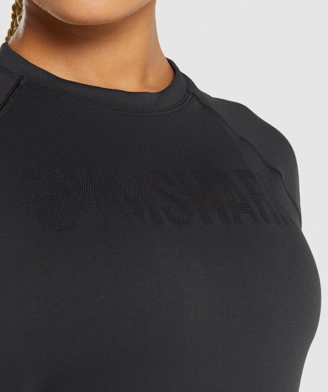 Gymshark Fit Seamless Loose Women's T Shirts Black | UAE-38CDZL