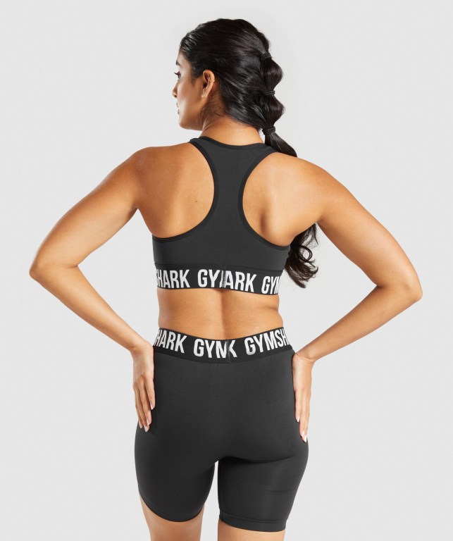 Gymshark Fit Seamless Women's Sports Bra Black / White | UAE-01TSAJ