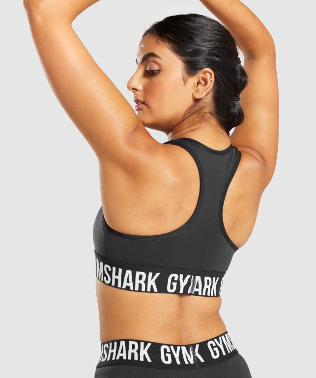 Gymshark Fit Seamless Women's Sports Bra Black / White | UAE-01TSAJ