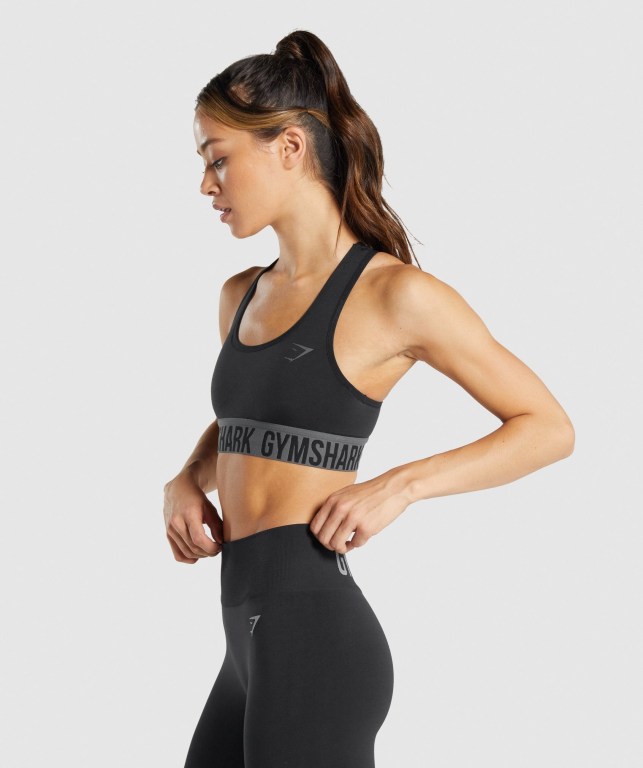 Gymshark Fit Seamless Women's Sports Bra Black | UAE-28IMGX