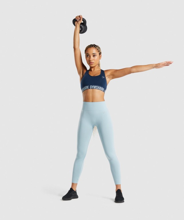 Gymshark Fit Seamless Women's Sports Bra Navy | UAE-38BEPT