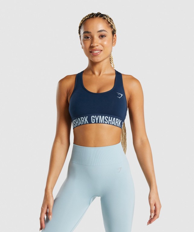 Gymshark Fit Seamless Women\'s Sports Bra Navy | UAE-38BEPT