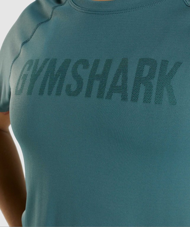 Gymshark Fit Seamless Women's T Shirts Dark Green | UAE-57BYOT