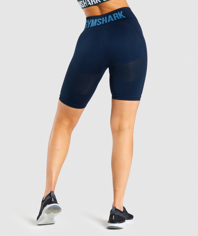 Gymshark Flex Cycling Women's Shorts Navy | UAE-09GWUF