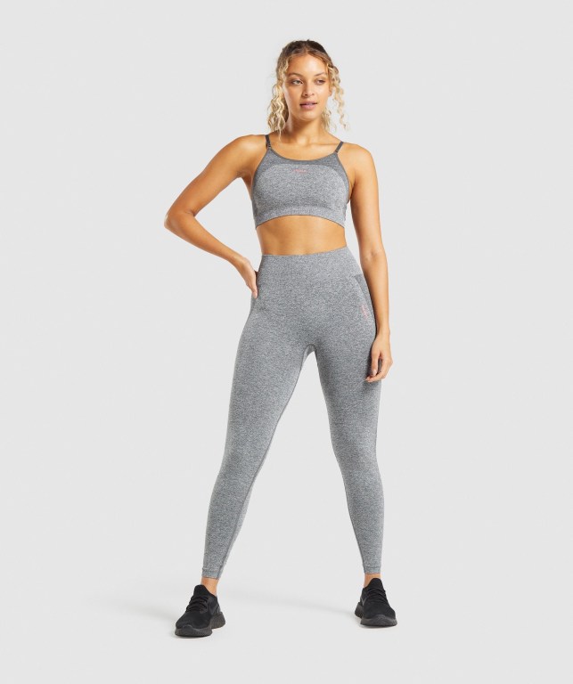 Gymshark Flex High Waisted Women's Leggings Grey / Pink | UAE-45TFGQ