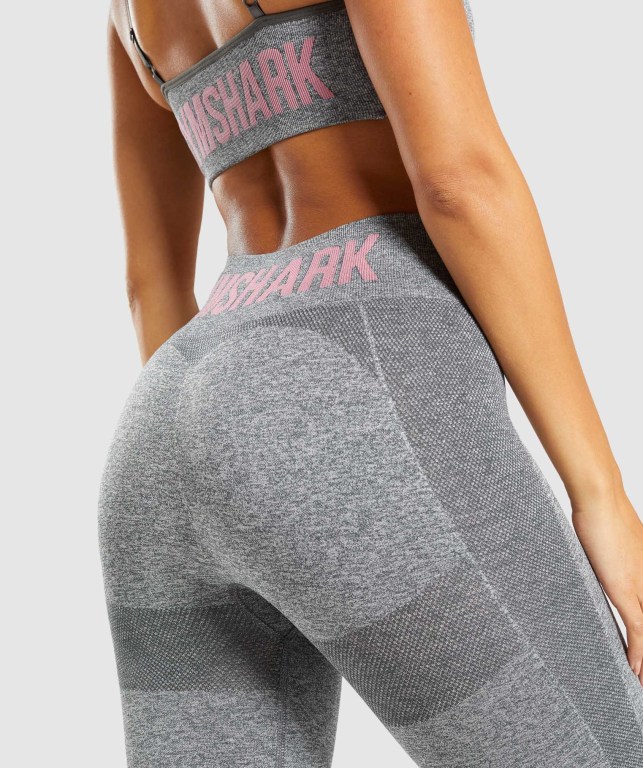 Gymshark Flex High Waisted Women's Leggings Grey / Pink | UAE-45TFGQ