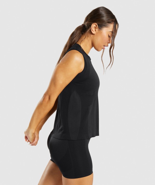 Gymshark Flex Loose Top Women's Tank Tops Black | UAE-73NKPG