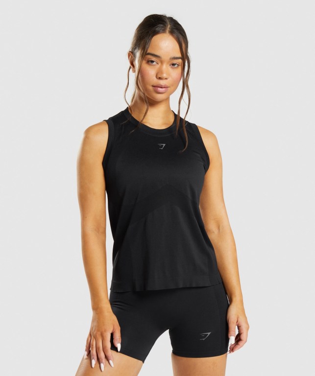 Gymshark Flex Loose Top Women\'s Tank Tops Black | UAE-73NKPG