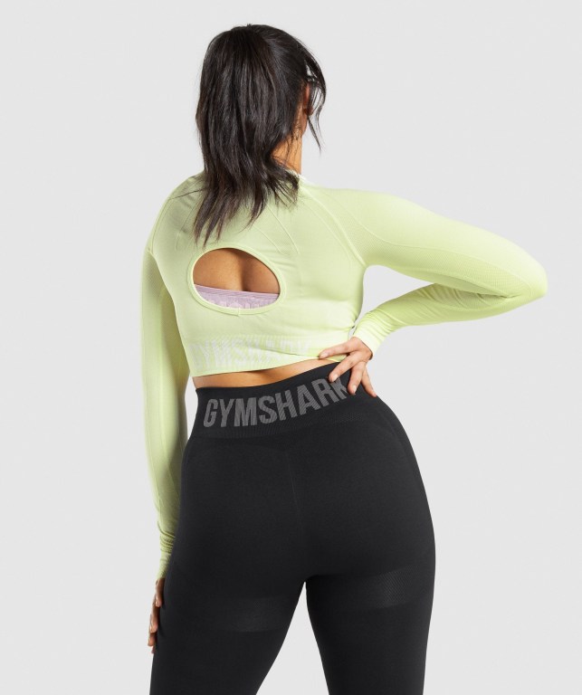 Gymshark Flex Sports Crop Top Women's Sweatshirts Light Green | UAE-26EOMV