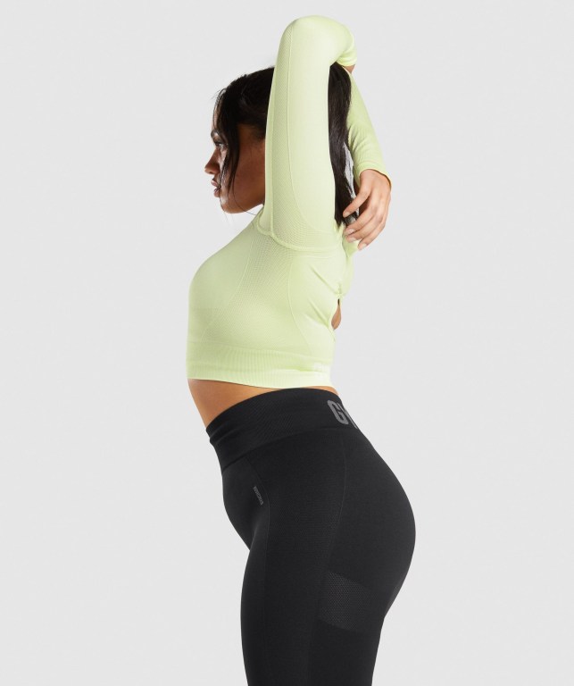 Gymshark Flex Sports Crop Top Women's Sweatshirts Light Green | UAE-26EOMV