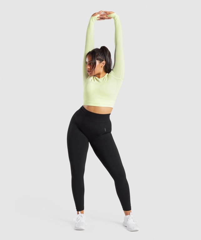 Gymshark Flex Sports Crop Top Women's Sweatshirts Light Green | UAE-26EOMV