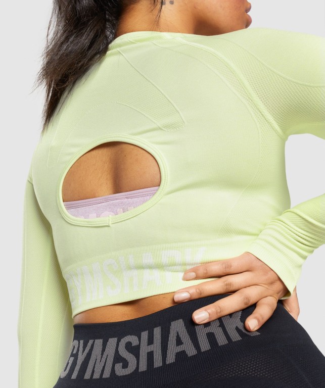 Gymshark Flex Sports Crop Top Women's Sweatshirts Light Green | UAE-26EOMV