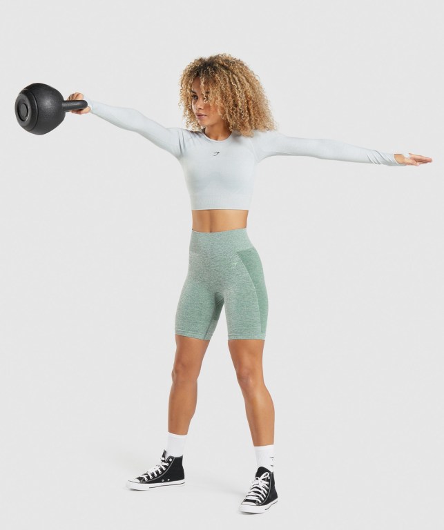 Gymshark Flex Sports Crop Top Women's Sweatshirts Light Grey | UAE-36WVCL