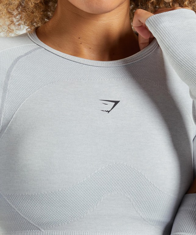 Gymshark Flex Sports Crop Top Women's Sweatshirts Light Grey | UAE-36WVCL