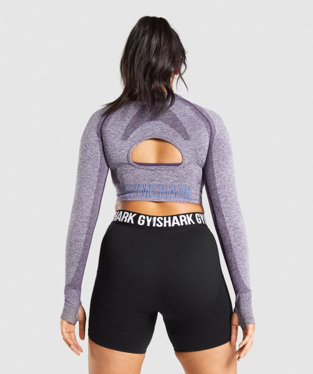 Gymshark Flex Sports Crop Top Women's Sweatshirts Purple | UAE-41DWAJ