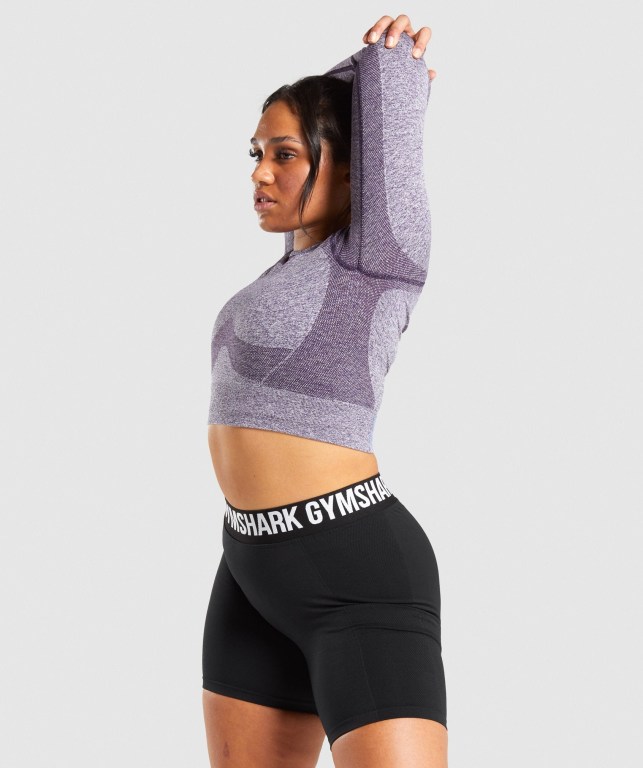 Gymshark Flex Sports Crop Top Women's Sweatshirts Purple | UAE-41DWAJ