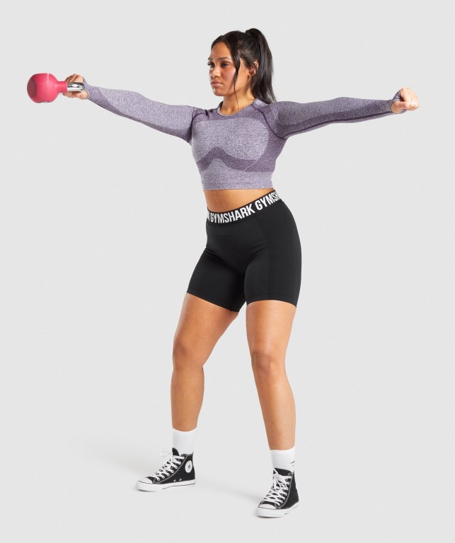 Gymshark Flex Sports Crop Top Women's Sweatshirts Purple | UAE-41DWAJ