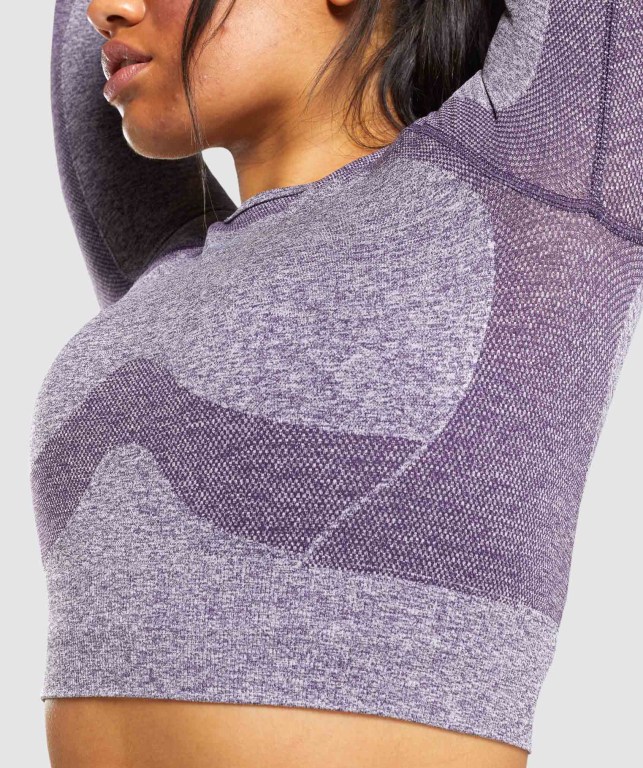 Gymshark Flex Sports Crop Top Women's Sweatshirts Purple | UAE-41DWAJ