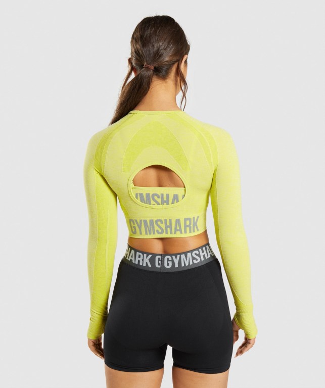 Gymshark Flex Sports Crop Top Women's Sweatshirts Yellow | UAE-58OPSJ