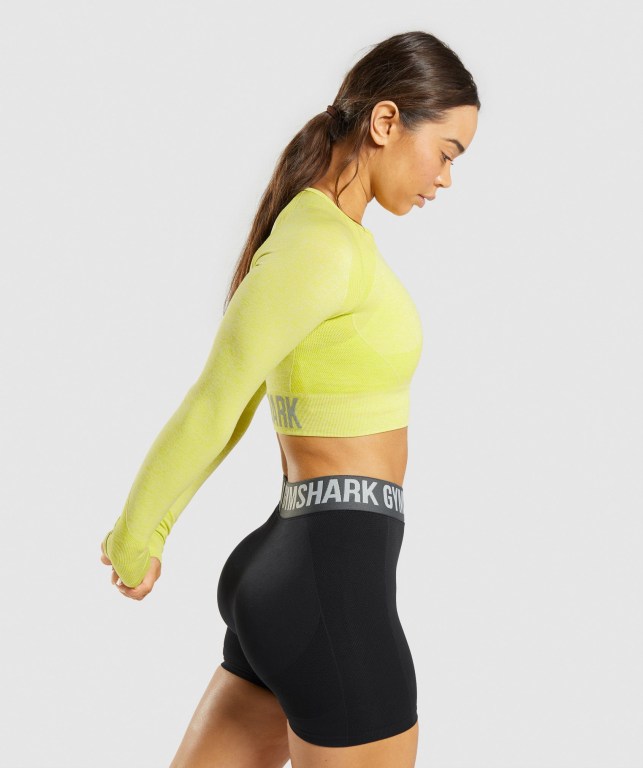 Gymshark Flex Sports Crop Top Women's Sweatshirts Yellow | UAE-58OPSJ