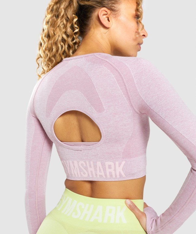 Gymshark Flex Sports Crop Top Women's Sweatshirts Light Purple | UAE-93XUSC