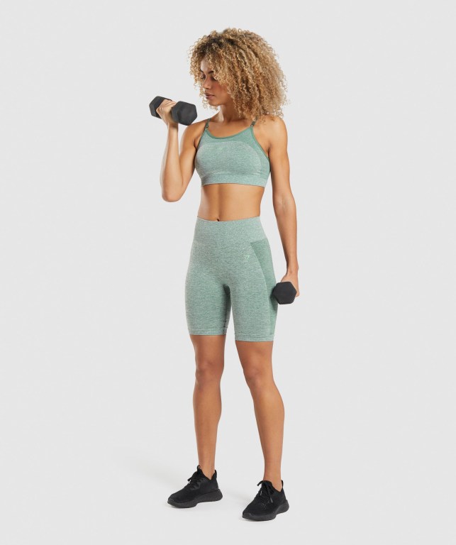 Gymshark Flex Strappy Women's Sports Bra Green | UAE-06IEBF