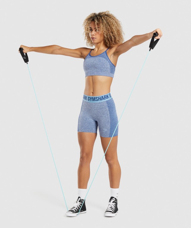 Gymshark Flex Strappy Women's Sports Bra Blue | UAE-49XCWF