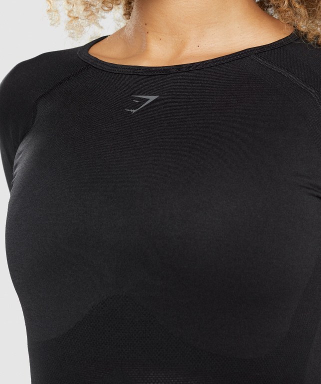 Gymshark Flex Top Women's T Shirts Black | UAE-54GQOX