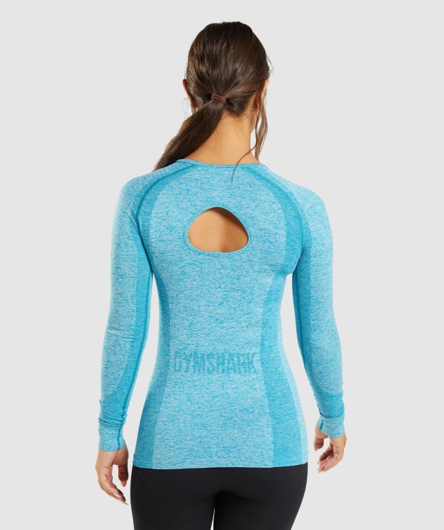 Gymshark Flex Top Women's T Shirts Blue | UAE-69RBMP