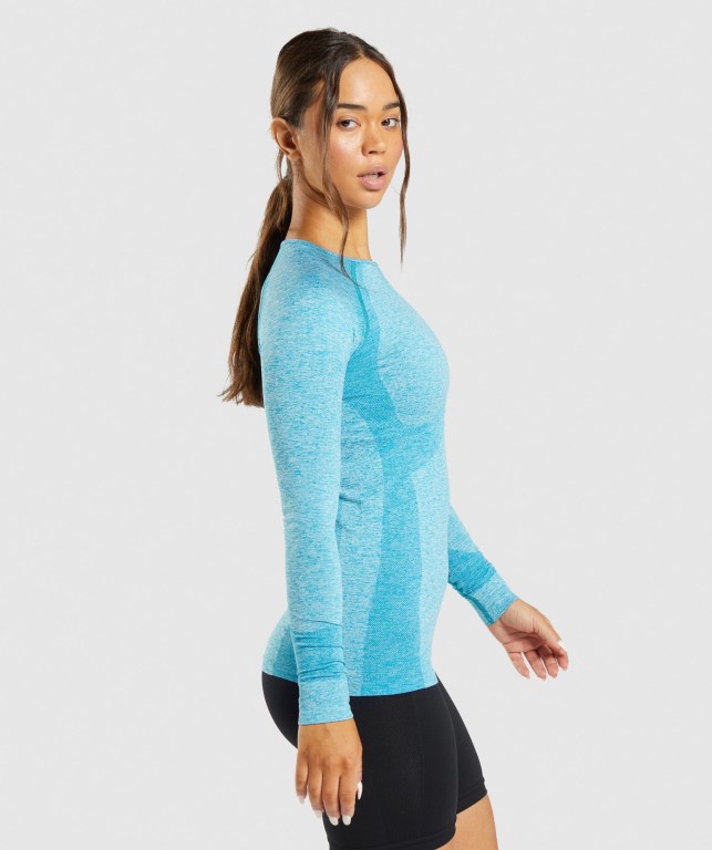 Gymshark Flex Top Women's T Shirts Blue | UAE-69RBMP