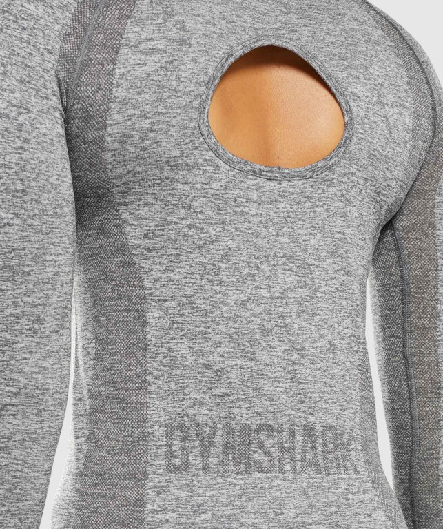 Gymshark Flex Top Women's T Shirts Grey | UAE-59LKHN